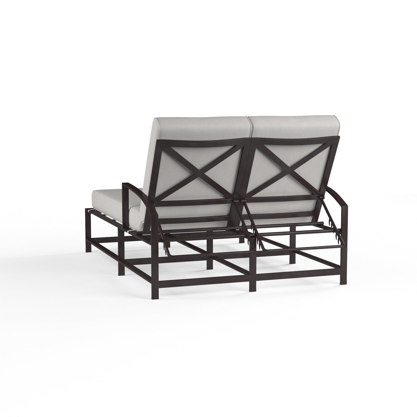 La Jolla Double Chaise in Canvas Flax w/ Self Welt - Espresso | Sunset West - SW401-99-FLAX-STKIT