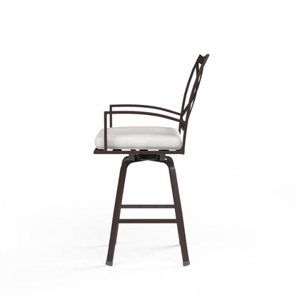 La Jolla Swivel Barstool in Canvas Flax w/ Self Welt - Espresso | Sunset West - SW401-7B-FLAX-STKIT