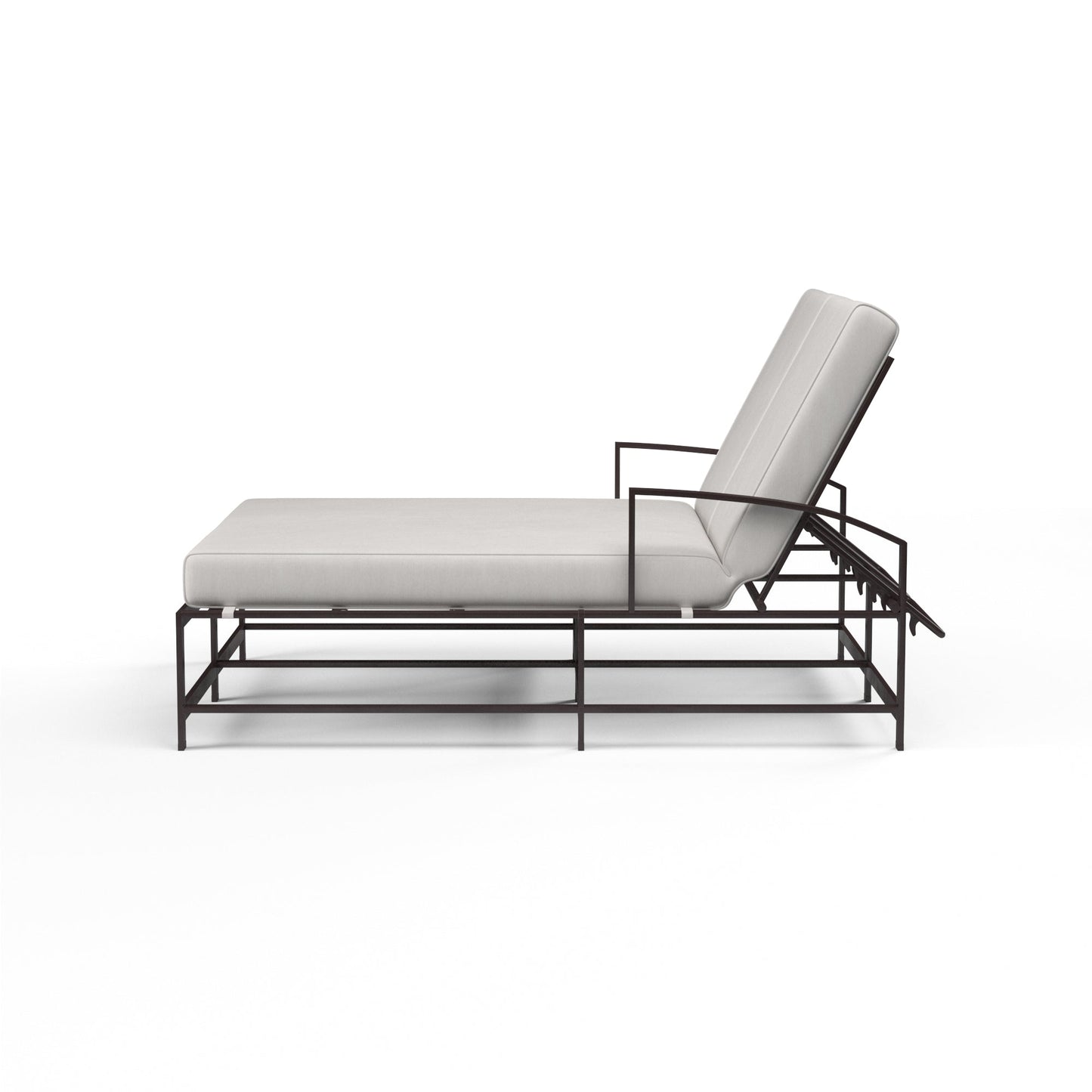 La Jolla Double Chaise in Canvas Flax w/ Self Welt - Espresso | Sunset West - SW401-99-FLAX-STKIT