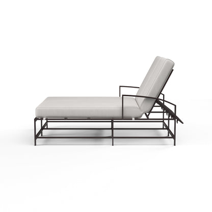 La Jolla Double Chaise in Canvas Flax w/ Self Welt - Espresso | Sunset West - SW401-99-FLAX-STKIT