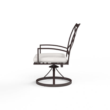 La Jolla Swivel Dining Chair in Canvas Flax w/ Self Welt - Espresso | Sunset West - SW401-11-FLAX-STKIT