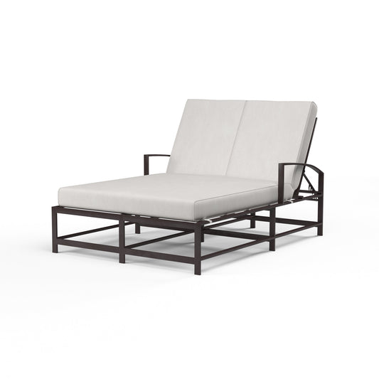 La Jolla Double Chaise in Canvas Flax w/ Self Welt - Espresso | Sunset West - SW401-99-FLAX-STKIT