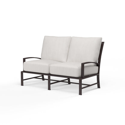 La Jolla Loveseat in Canvas Flax w/ Self Welt - Espresso | Sunset West - SW401-22-FLAX-STKIT