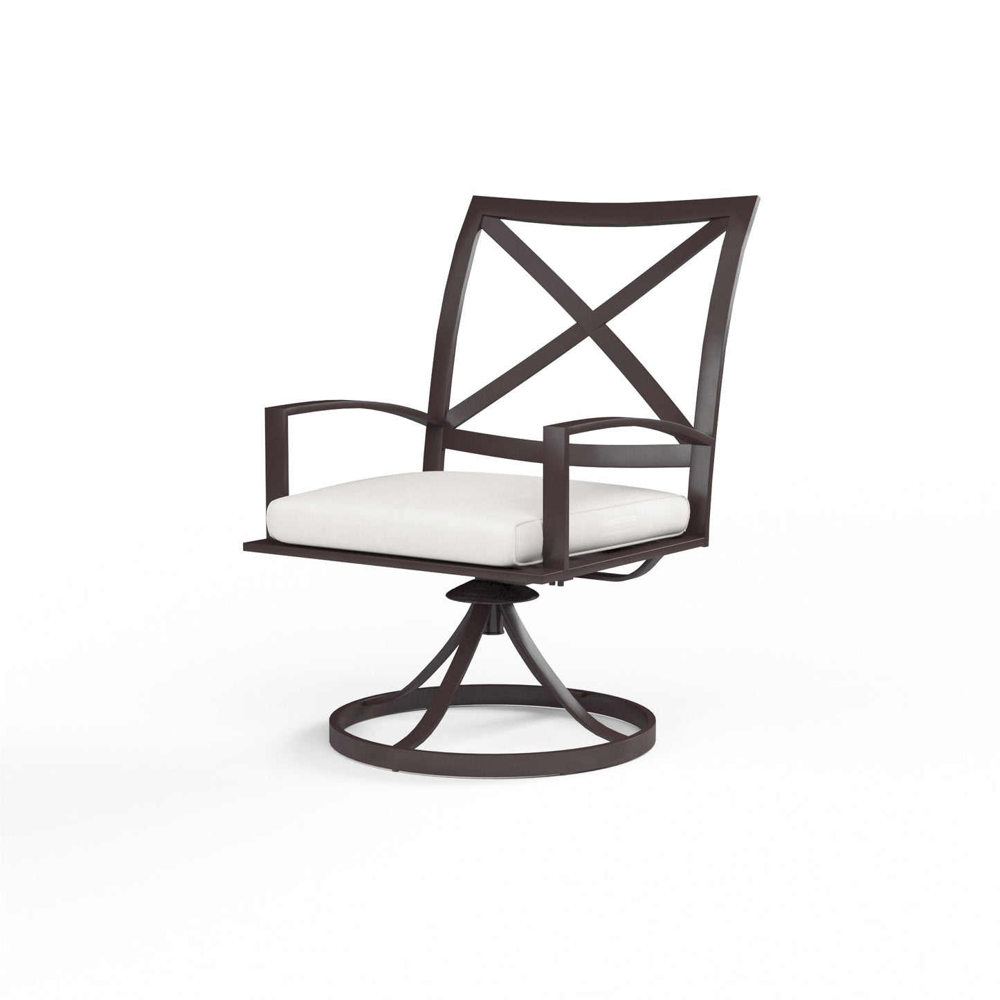 La Jolla Swivel Dining Chair in Canvas Flax w/ Self Welt - Espresso | Sunset West - SW401-11-FLAX-STKIT