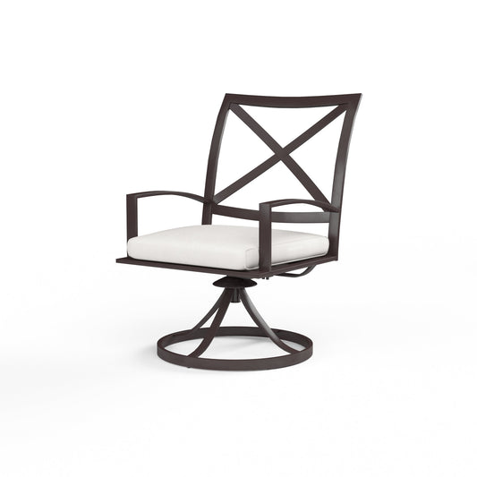 La Jolla Swivel Dining Chair in Canvas Flax w/ Self Welt - Espresso | Sunset West - SW401-11-FLAX-STKIT
