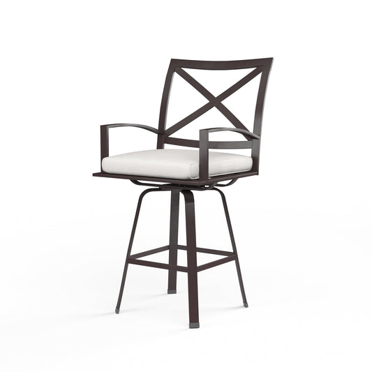 La Jolla Swivel Counter Stool in Canvas Flax w/ Self Welt - Espresso | Sunset West - SW401-7C-FLAX-STKIT