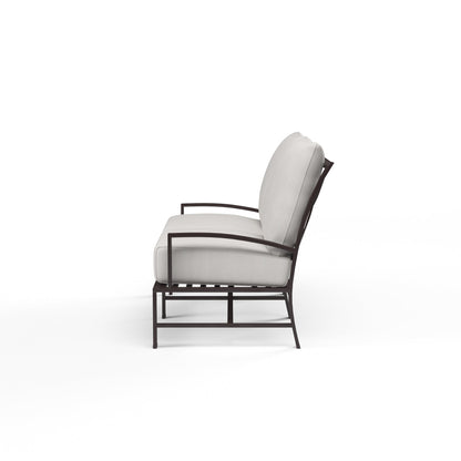 La Jolla Loveseat in Canvas Flax w/ Self Welt - Espresso | Sunset West - SW401-22-FLAX-STKIT